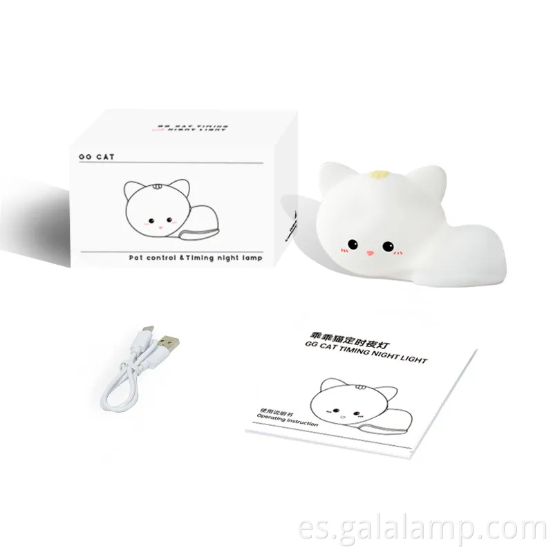 Adorable Lámpara de gato de sensor de silicona táctil para niños